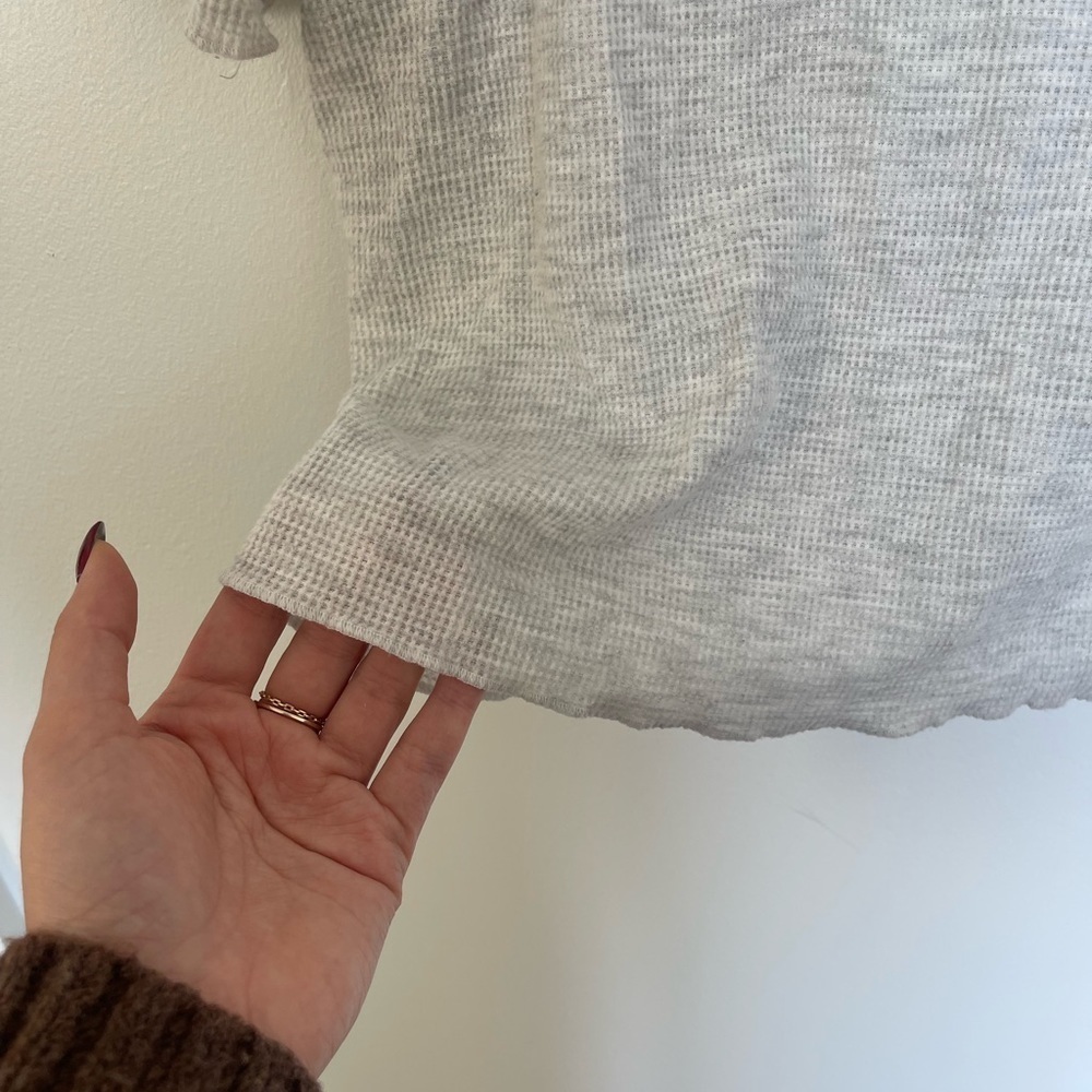 Poof NY Mini Waffle Gray Cropped Tee Shirt - Picture 4 of 5